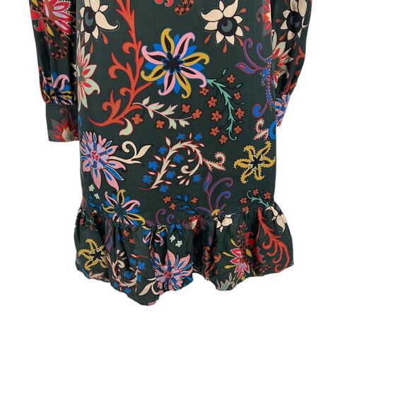 Tory Burch Floral Longsleeve Silk Twill Shift Dress Black Mountain Floral Size 0 - Picture 5 of 15
